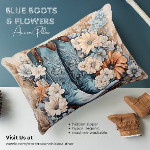 Blauwe laarzen en bloemen accent kussen