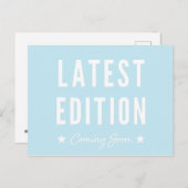 Blauwe laatste editie komt binnekort zwangerschap aankondigingskaart (Voorkant / Achterkant)