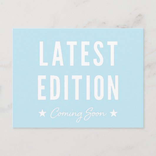 Blauwe laatste editie komt binnekort zwangerschap aankondigingskaart (Voorkant)