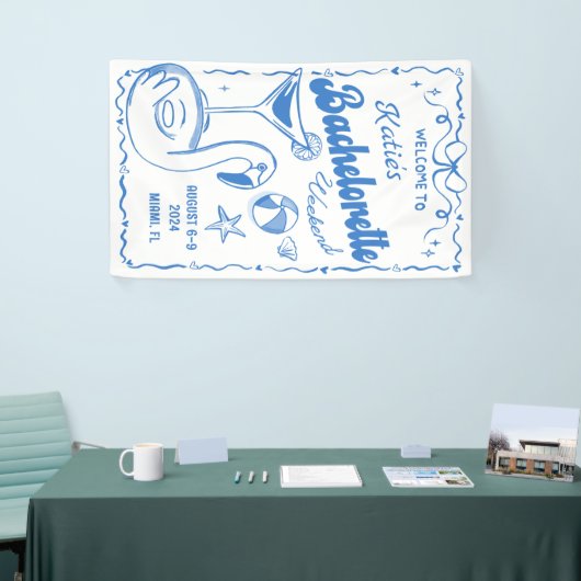 Blauwe Laatste Toast Strand Bruidsmeisje Weekend B Spandoek (Beurs)