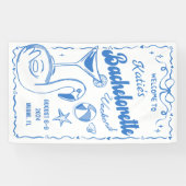 Blauwe Laatste Toast Strand Bruidsmeisje Weekend B Spandoek (Horizontaal)