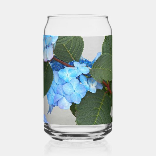 Blauwe Lacecap Hydrangea Bloom Floral Blikvorm Glas (Voorkant)