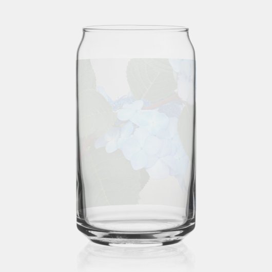 Blauwe Lacecap Hydrangea Bloom Floral Blikvorm Glas (Achterkant)