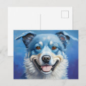 Blauwe Lachende Hond Ansichtkaart Briefkaart (Voorkant / Achterkant)