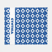 Blauwe Lacrosse Argyle Patroon Fleece Deken (Voorkant (Horizontaal))