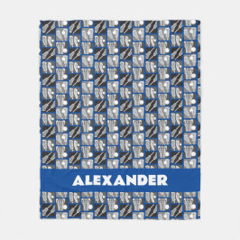 Blauwe Lacrosse Blokken van Sticks en Ballen Fleece Deken