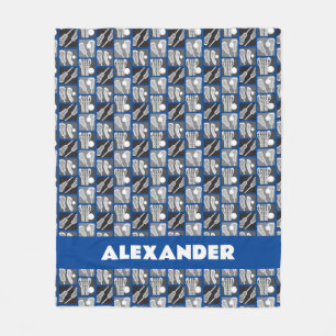 Blauwe Lacrosse Blokken van Sticks en Ballen Fleece Deken