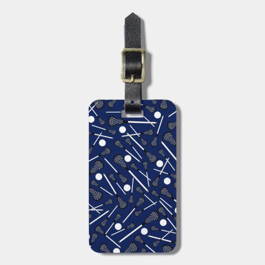 Blauwe lacrosse marineslijm bagagelabel (Voorkant verticaal)