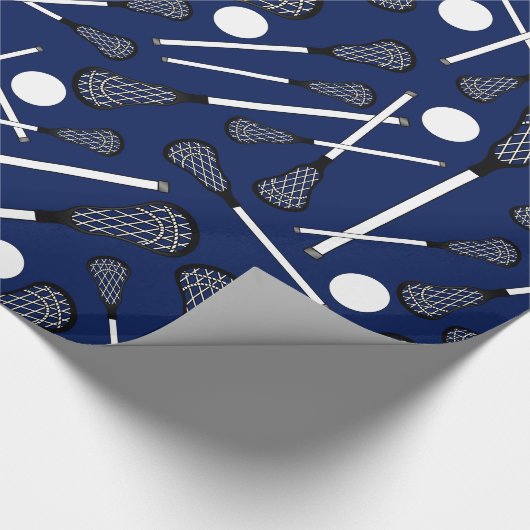 Blauwe lacrosse marineslijm cadeaupapier (Hoek)