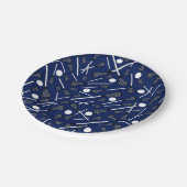 Blauwe lacrosse marineslijm papieren bordje (Gekanteld)