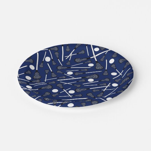 Blauwe lacrosse marineslijm papieren bordje (Gekanteld)