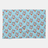 blauwe ladybug en bloemen patroonkeuken naar theedoek (Horizontaal)