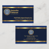 Blauwe lagen stikken Faux Gold Lines International Visitekaartje (Voorkant / Achterkant)