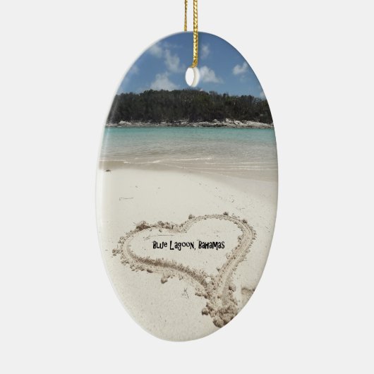 Blauwe lagune, Bahamas - Hartelijk dank, getekend  Keramisch Ornament (Rechts)