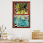 Blauwe lagune-Fake-vensterverlichting Poster (Keuken)