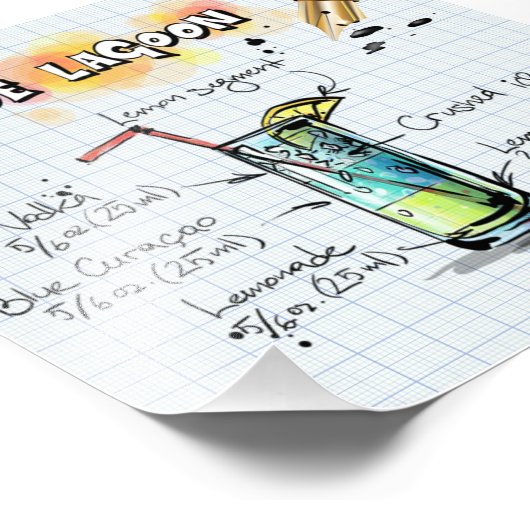 Blauwe lagune foto afdruk (Hoek)