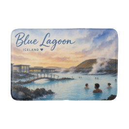 Blauwe Lagune IJsland thermisch bad aquarel  Badmat