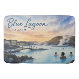 Blauwe Lagune IJsland thermisch bad aquarel  Badmat