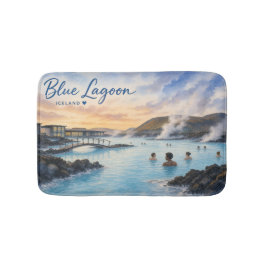 Blauwe Lagune IJsland thermisch bad aquarel  Badmat