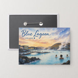 Blauwe Lagune IJsland thermisch bad aquarel  Button