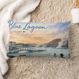 Blauwe Lagune IJsland thermisch bad aquarel  Kussen