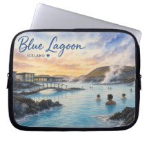 Blauwe Lagune IJsland thermisch bad aquarel 