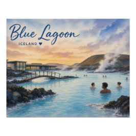 Blauwe Lagune IJsland thermisch bad aquarel  Perfect Poster