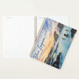 Blauwe Lagune IJsland thermisch bad aquarel  Planner