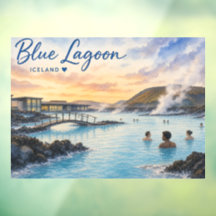 Blauwe Lagune IJsland thermisch bad aquarel 