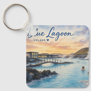 Blauwe Lagune IJsland thermisch bad aquarel Sleutelhanger