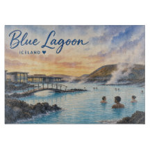 Blauwe Lagune IJsland thermisch bad aquarel 