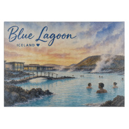 Blauwe Lagune IJsland thermisch bad aquarel  Snijplank
