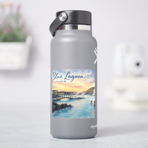 Blauwe Lagune IJsland thermisch bad aquarel Sticker