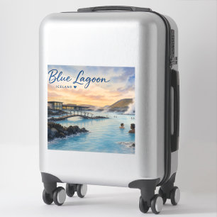 Blauwe Lagune IJsland thermisch bad aquarel Sticker