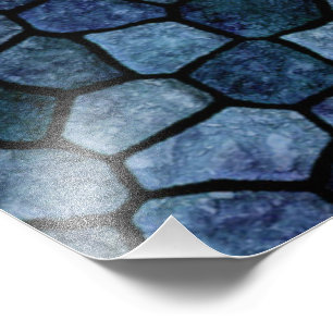 Blauwe Lagune Middennacht Klinker Patchwork Terraz Foto Afdruk