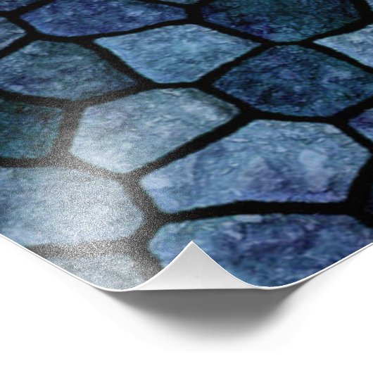 Blauwe Lagune Middennacht Klinker Patchwork Terraz Foto Afdruk (Hoek)
