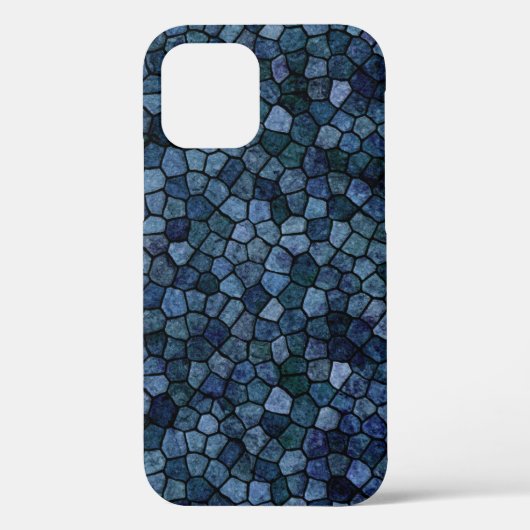 Blauwe Lagune Middernacht Klinker Patchwork Terraz Case-Mate iPhone Case (Achterkant)