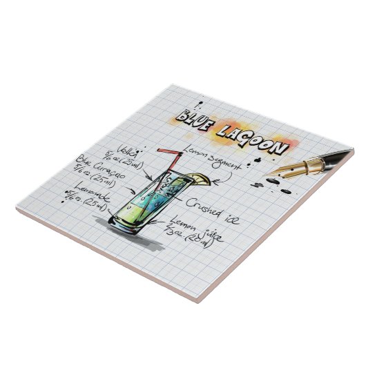 Blauwe lagune tegeltje (Zijkant)