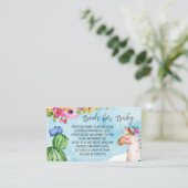 Blauwe lama- en cactus-boeken voor Baby-lakens Informatiekaartje (Staand voorkant)