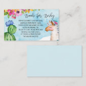 Blauwe lama- en cactus-boeken voor Baby-lakens Informatiekaartje (Voorkant / Achterkant)