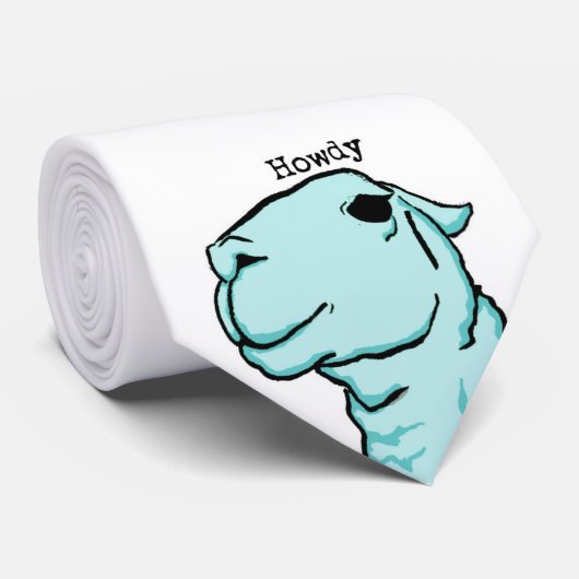 blauwe lama stropdas (Opgerold)