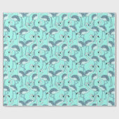 Blauwe lamingos cadeaupapier (Vlak)