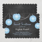 Blauwe lampions op uitnodiging van Chalk Sweet Six (Voorkant / Achterkant)