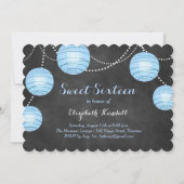 Blauwe lampions op uitnodiging van Chalk Sweet Six (Voorkant)
