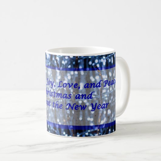 Blauwe lampjes Abstracte kerstkoffie Mok (Voorkant rechts)