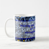 Blauwe lampjes Abstracte kerstkoffie Mok (Links)