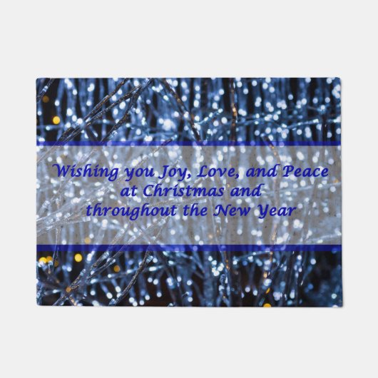 Blauwe lampjes Abstracte tekstopening Deurmat (Voorkant)