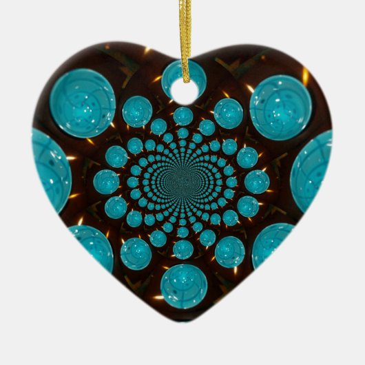 Blauwe lampjes keramisch ornament (Voorkant)