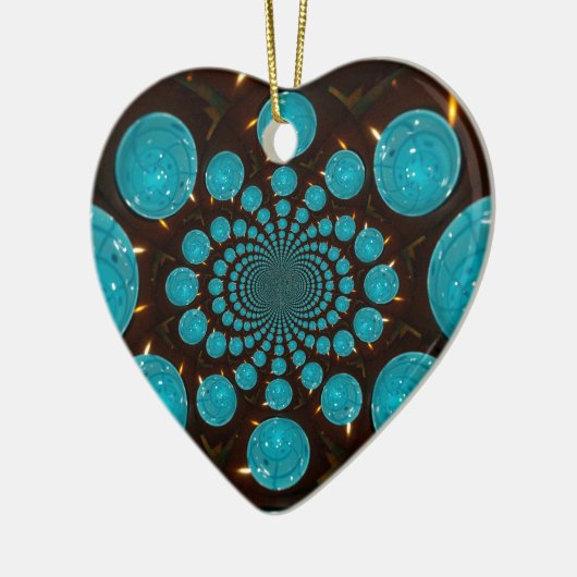 Blauwe lampjes keramisch ornament (Links)