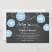 Blauwe lampjes op het Baby shower Chalkboard Kaart (Voorkant)